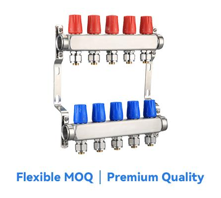 D&R Stainless Steel Long Service Life 2-12 Ways Water Manifold for Floor Heating System