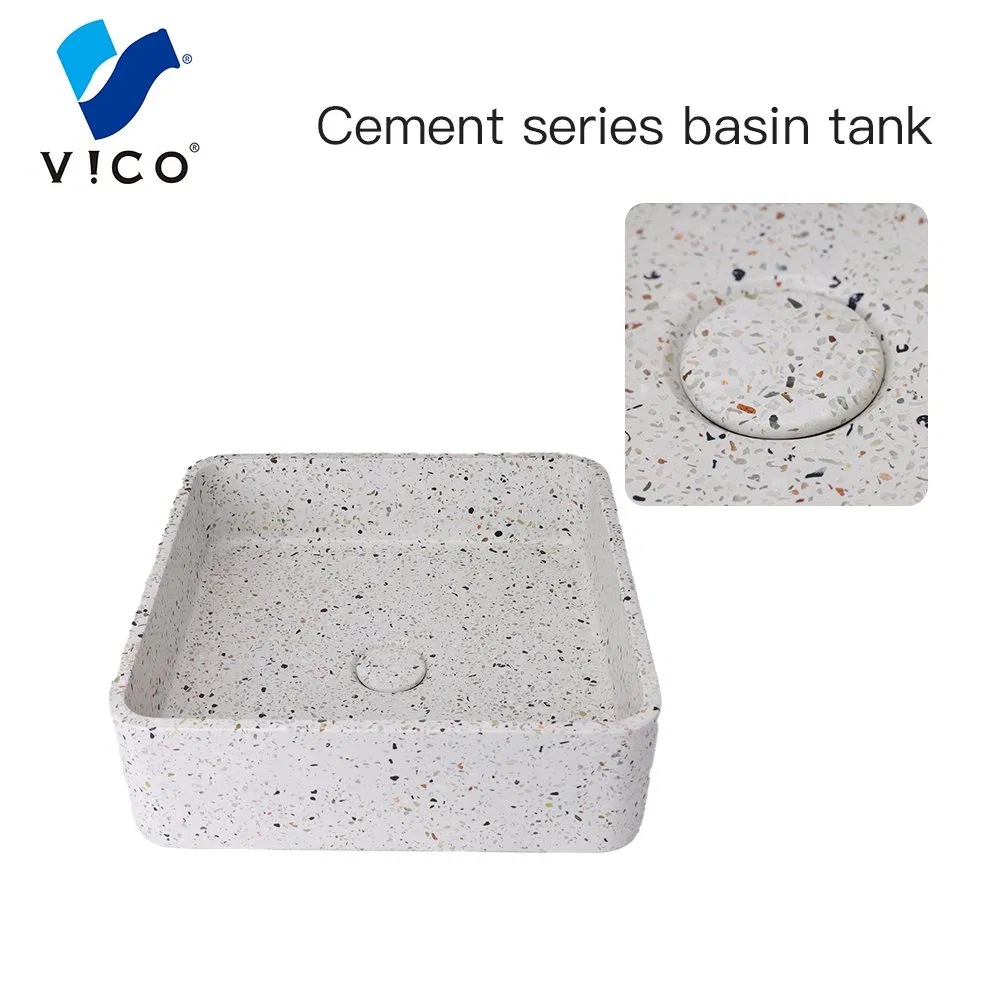 Vanity Bathroom Sink Slim Cement Counter Top Cabinet Basin