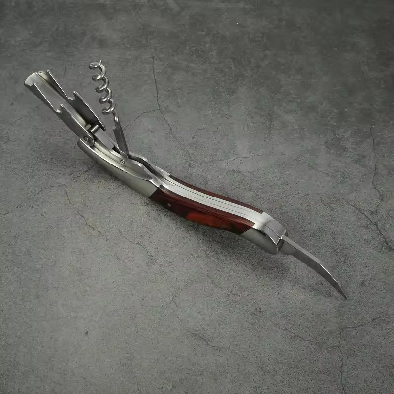 3 in 1 Multifunction Bottle Opener/ Wine Opener with Pakka Wooden Handle (SE-WO719)