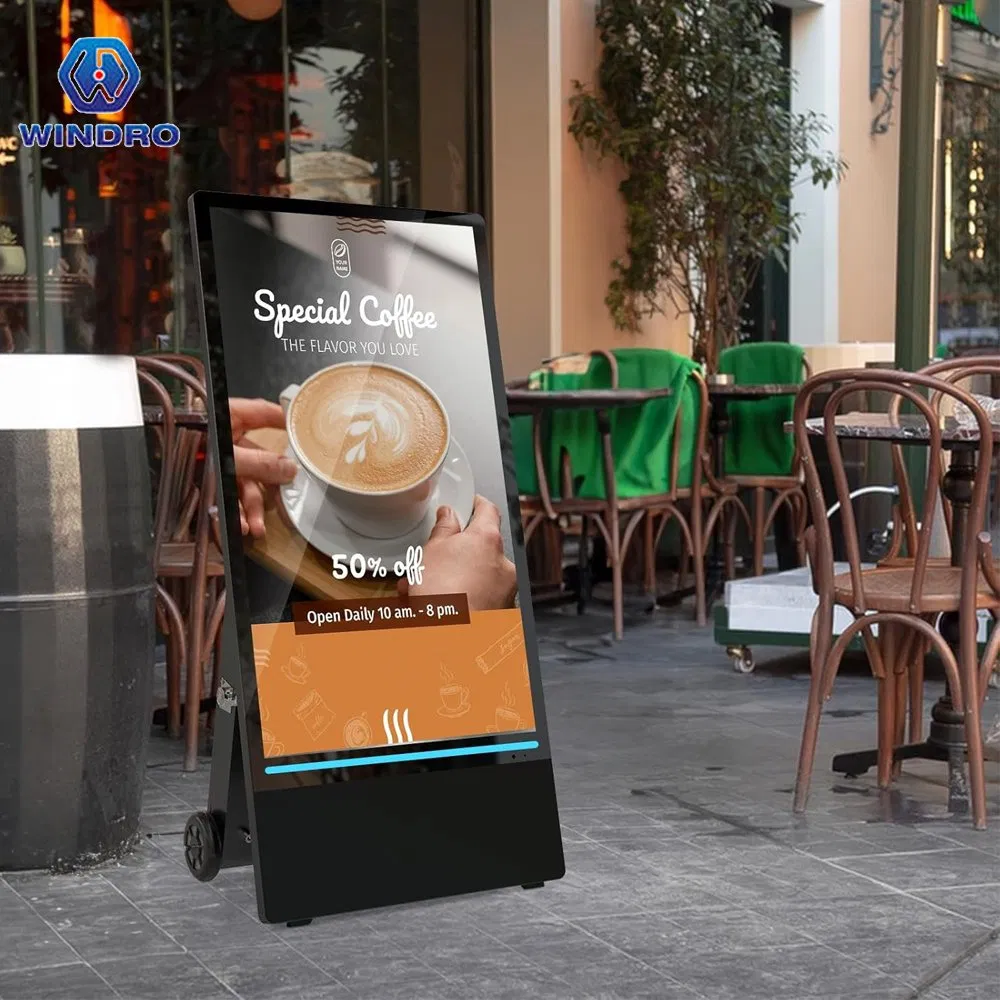 Портативный 43-дюймовый LCD дисплей для рекламы с аккумулятором