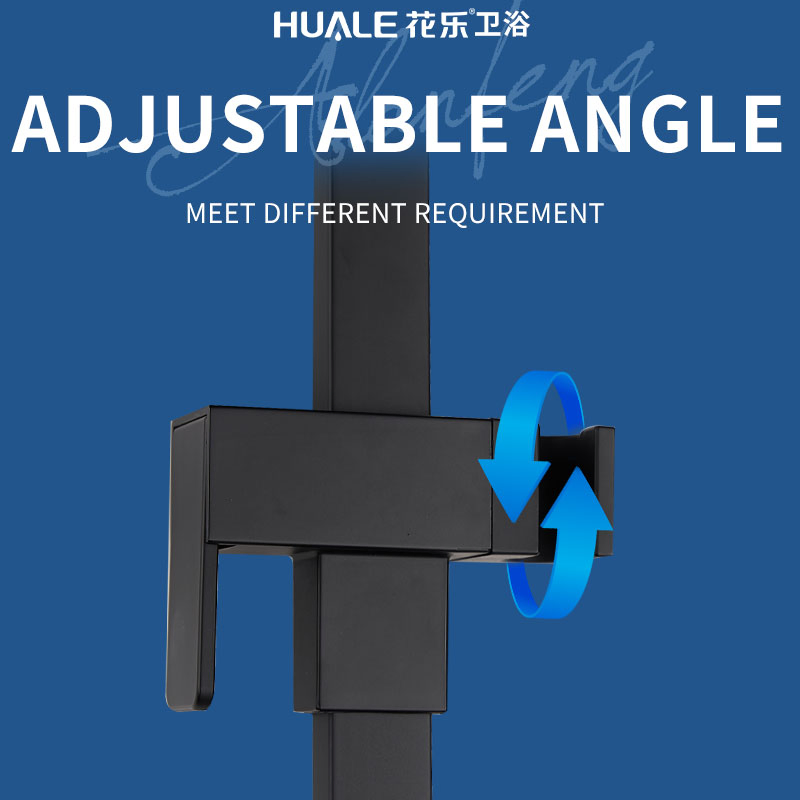 High Quality stainless Steel Sr-23 Square Matte Black Sliding Bar Bathroom Accessories