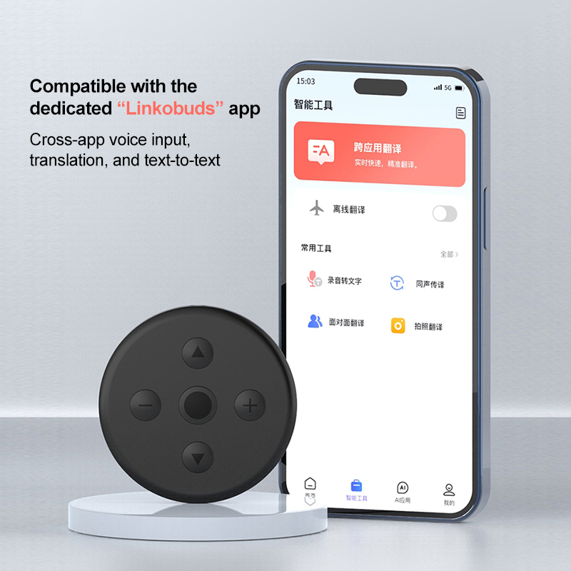 Mini Voice Recording Device Voice Recorder Button with Real-Time Offline Translation Meeting Summarization
