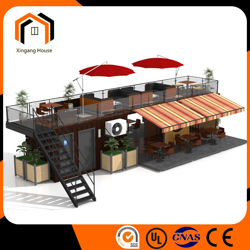 Two Story Popular 40FT Coffee Shop Shipping Container House Price Steel Structure Modular House Container House