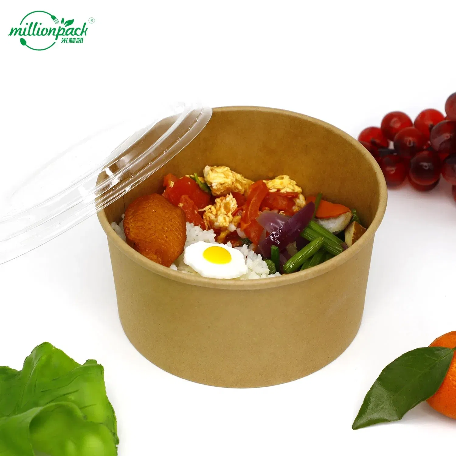 Double Wall Stackable Kraft Paper Salad Bowl Sustainable Packaging Party Supply
