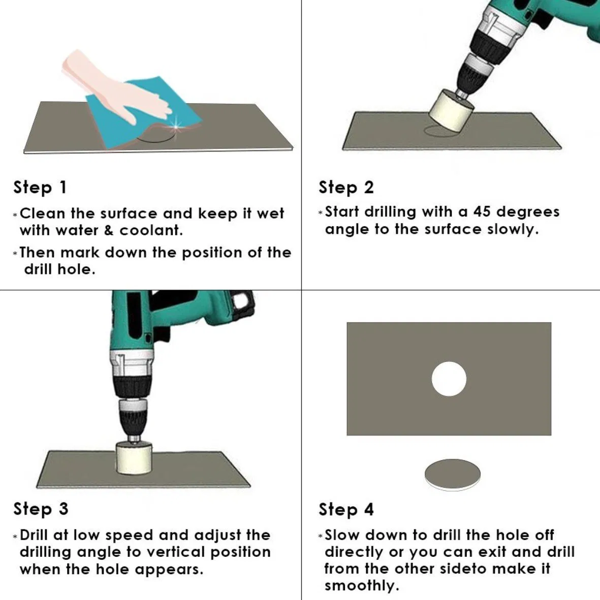 Diamond Drill Bit Brazed Core Hole Saws, Performance Hollow Hole Cutter for Glass/Tile/Granite/Marble/Porcelain