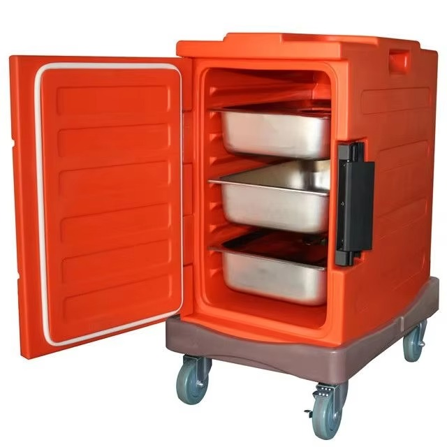 Commercial Insulated Meal Delivery Cart Insulated Food Delivery Trolley Hotel Catering Service Cart with Thermal Box & Wheels