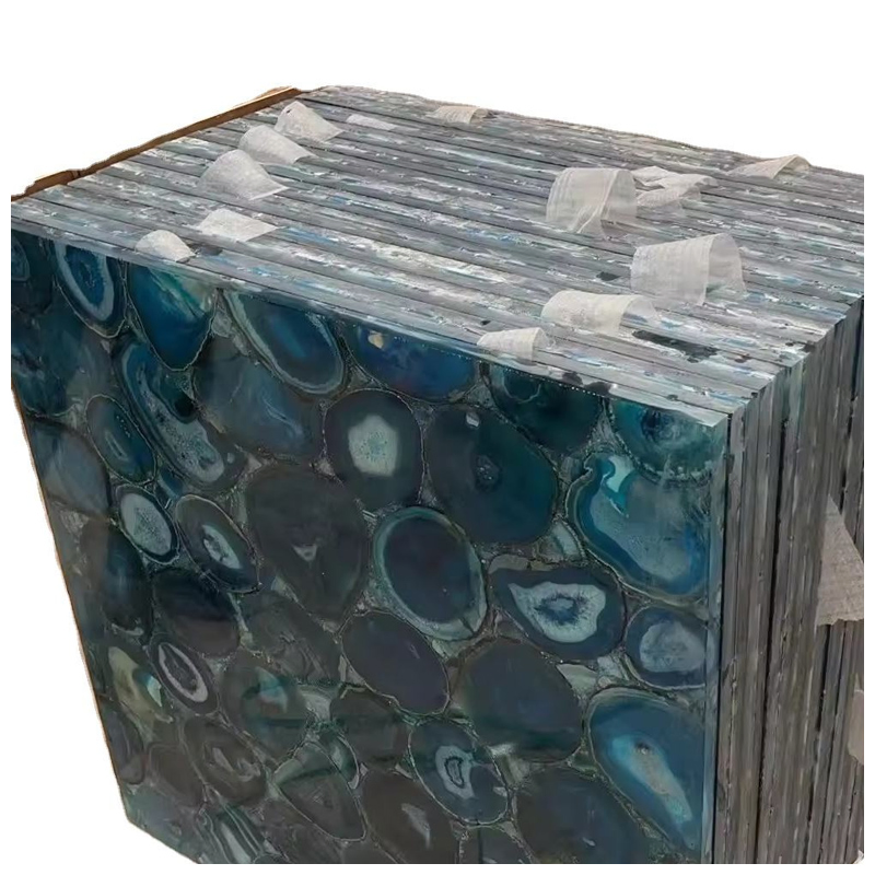 Semi-Precious Blue Agate Gemstone Backlit Tiles