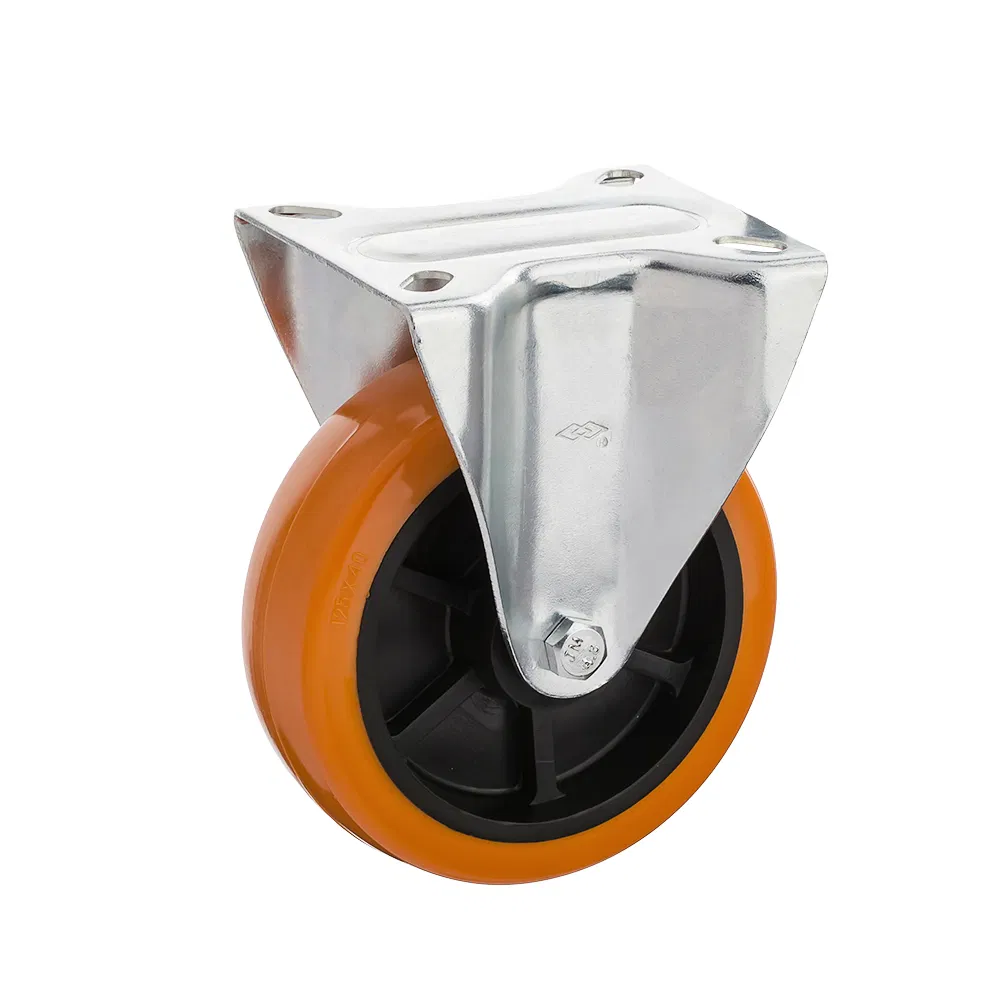 4 Inch Industrial Swivel Caster with Brake 100mm Polyurethane Wheel Tread Plastic Center Caster Wheel