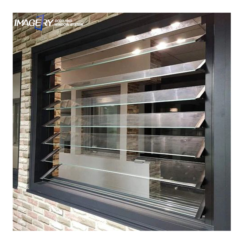Modern Design Commercial System Aluminum Toughened Glass Louver Window Shutter
