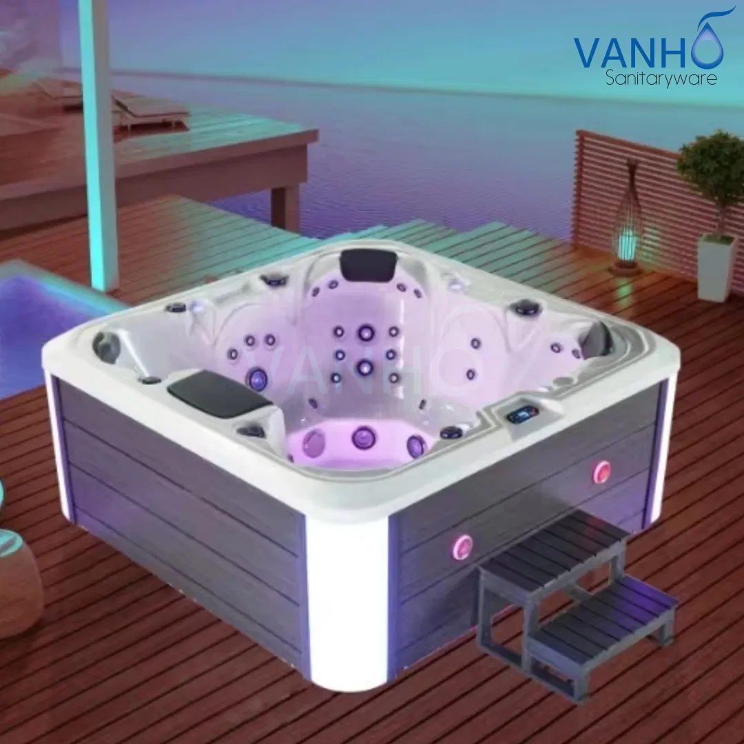 Уличный СПА бассейн-ванна с гидромассажем и подсветкой