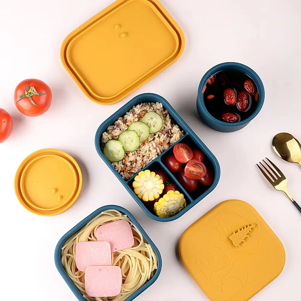 Custom Bowl Silicone Lunch Box Food Storage Container Bento Lunch Box Silicone Pink for Adult Silicone