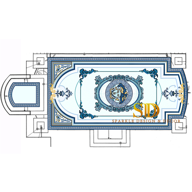 Beautiful Swimming Pool Design Art Glass Mosaic Tile Pattern for New Home