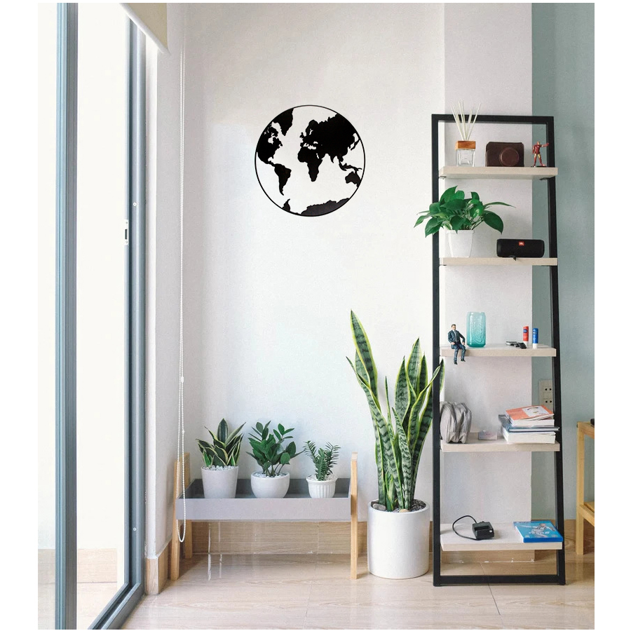 White Metal World Map for Decoration