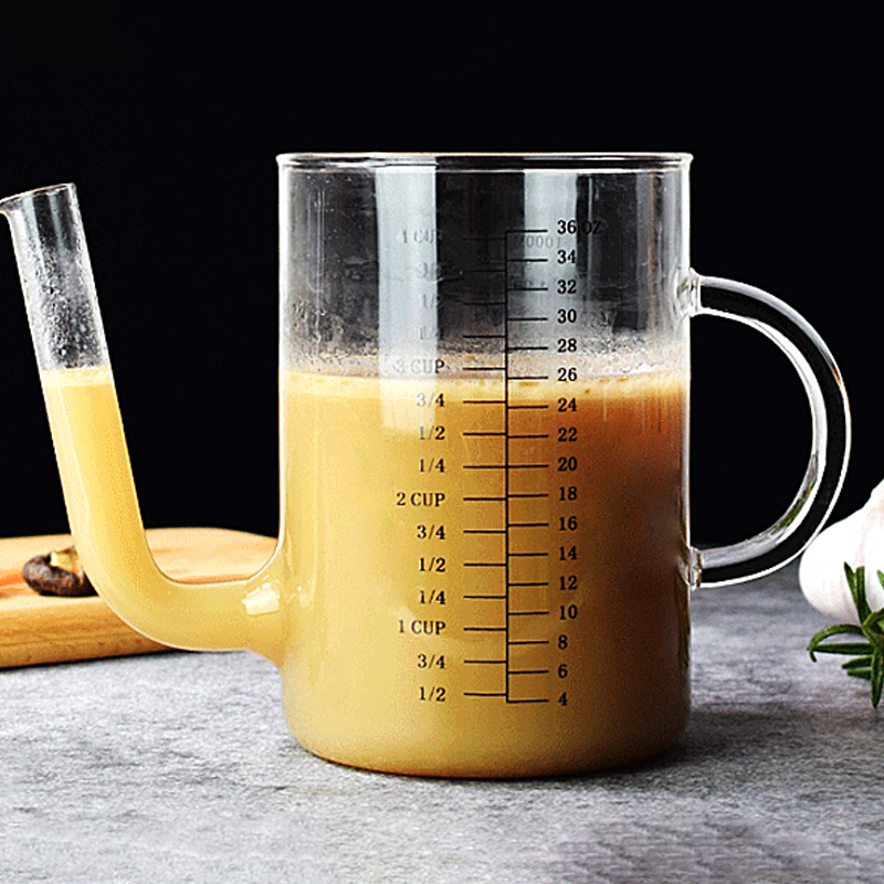 Glass Measuring Cup with Long Spout for Cooking Oil Baking Tool