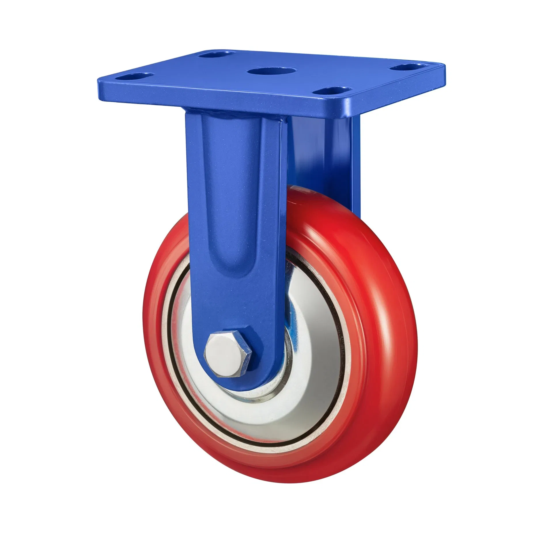 Load 550kg Swivel Cast Iron Red PU Caster with Anti-Winding Iron Lid