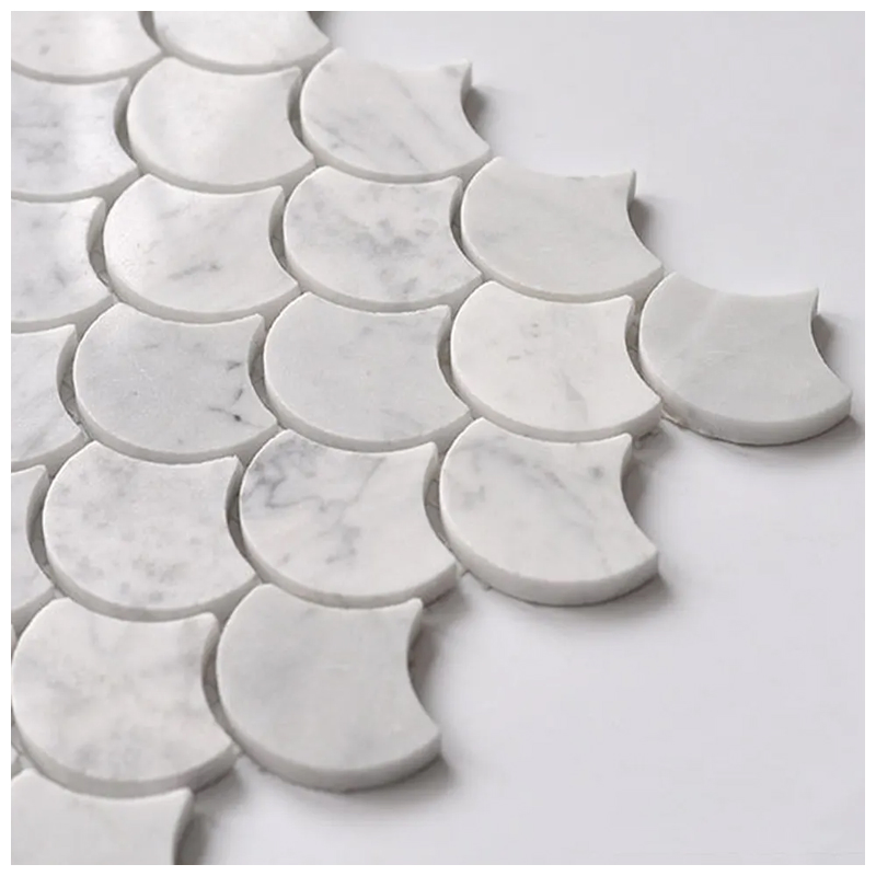 Carrara White Marble Fish Scale Mosaic Tiles