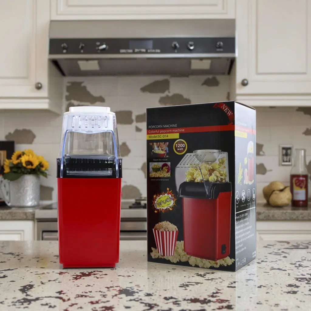 Automatic Electric Popcorn Maker with Hot Air Top Cover Plastic Household and Car Popcorn Machine