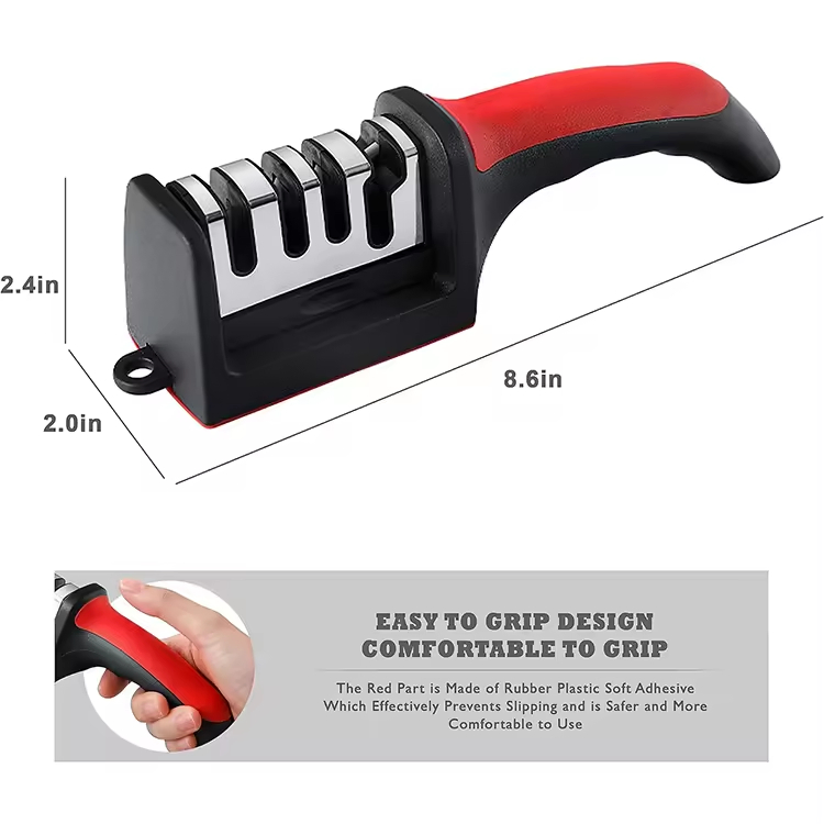 Kitchen 3/4-Segment Knife Sharpener Household Multi-Functional Hand-Held 3/4-Purpose Black Sharpening Stone Knife Sharpener Sharpening Tool