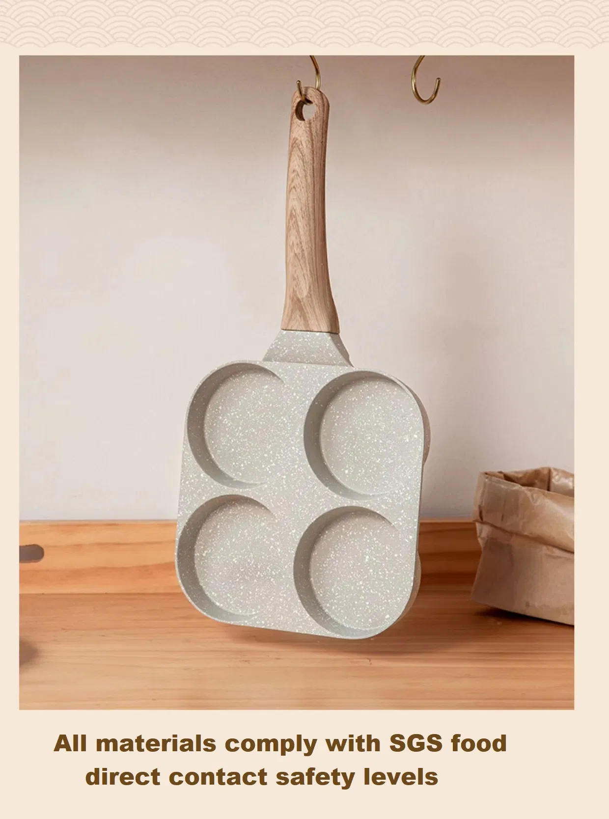 4 Holes Cast Aluminium Egg Pan Breakfast Cookware Omelette Pancake Frying Pan