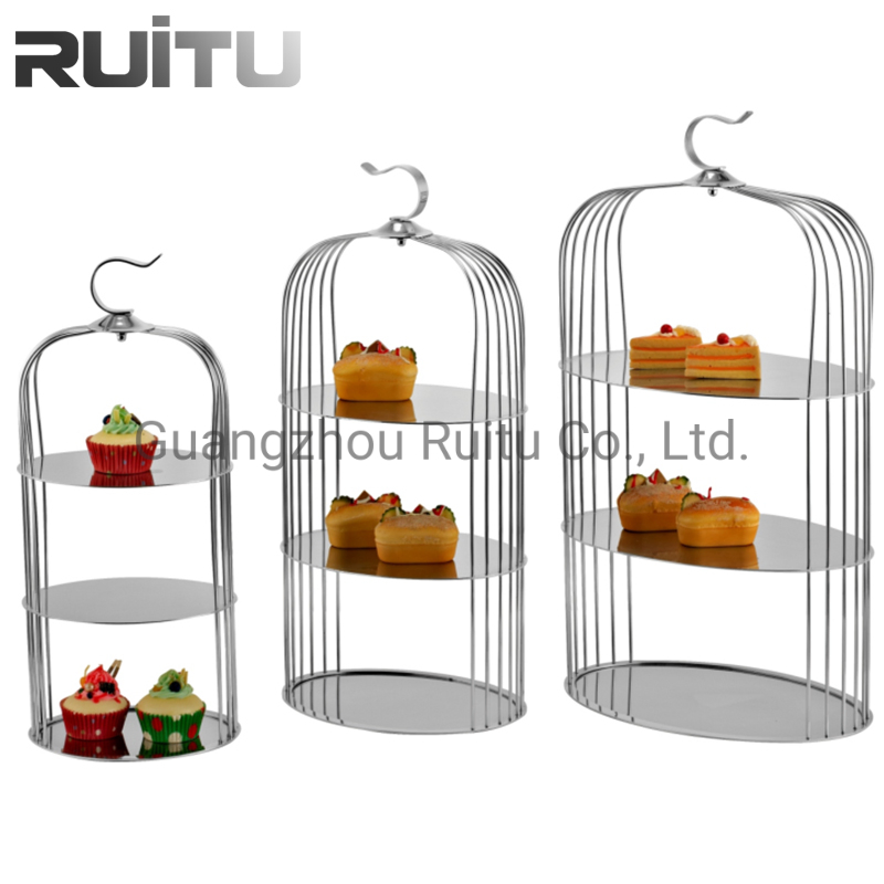 Birdcage Dessert Food Cupcake Display Rack Hanging Decorative Party Events Restaurant Afternoon High Tea 3 Tiers Bird Cage Gold Buffet Cake Stand