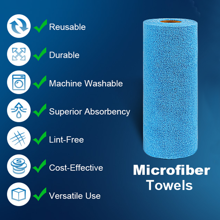 Quick-Dry Microfiber Towel Roll for Kitchen and Dish Cleaning
