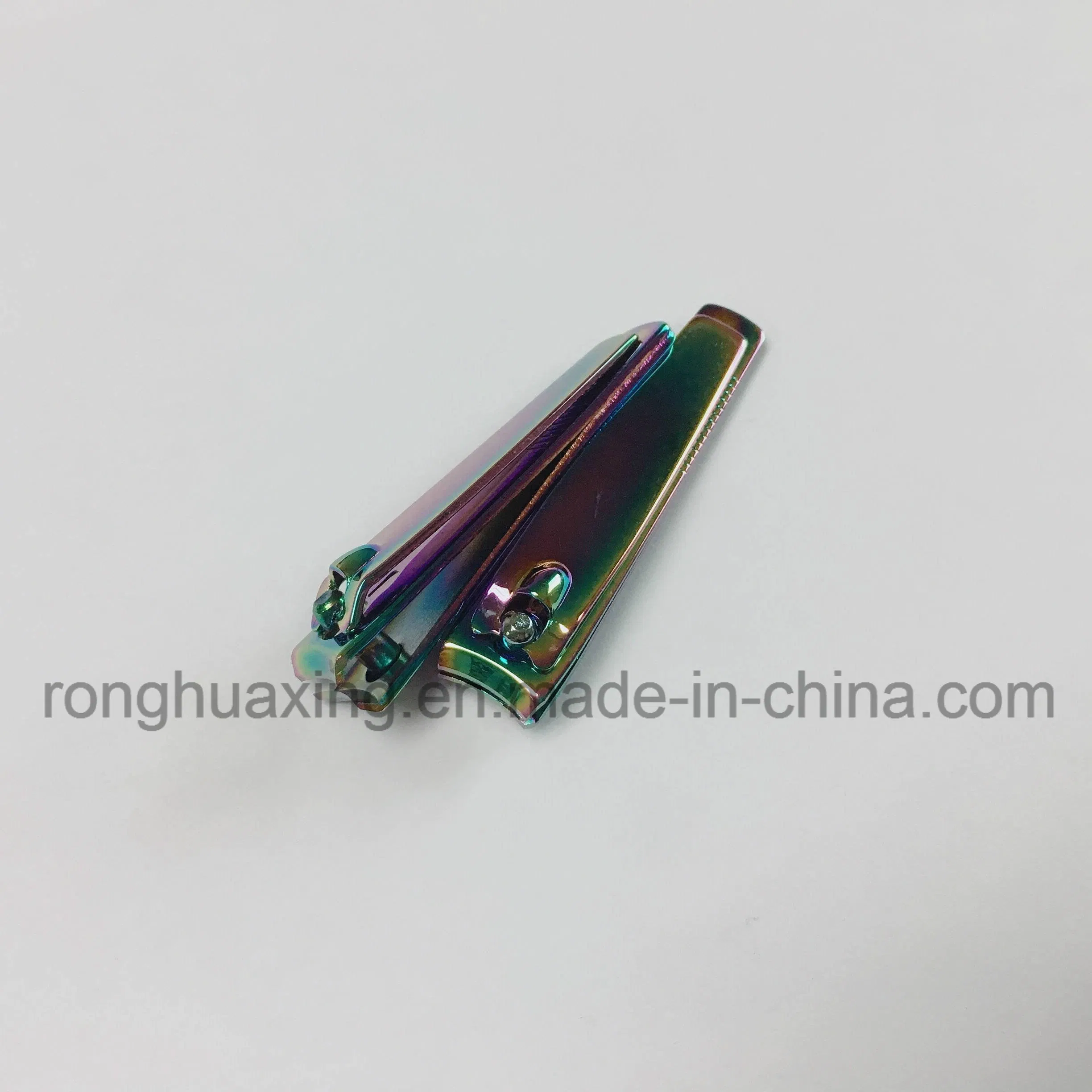 Deluxe Middle Nail Clipper with Rainbow Titanium Plating