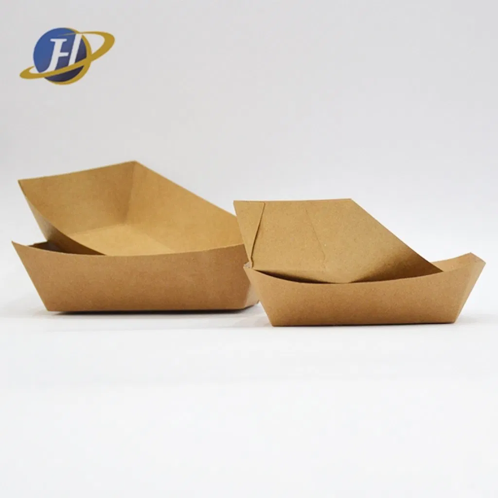 Durable Fast Food Kraft Container: Disposable Paper Snack Serving Tray