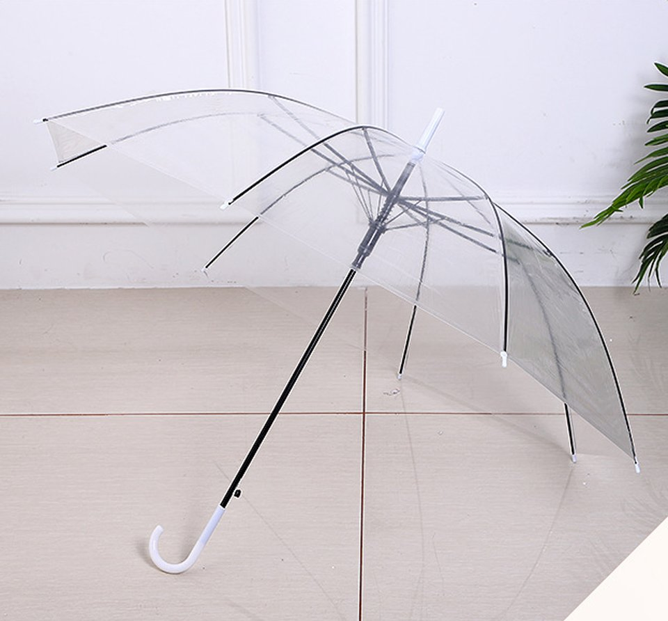 Wholesale Promotion Best Factory Price Long Handle Custom Transparent Umbrella with Logo