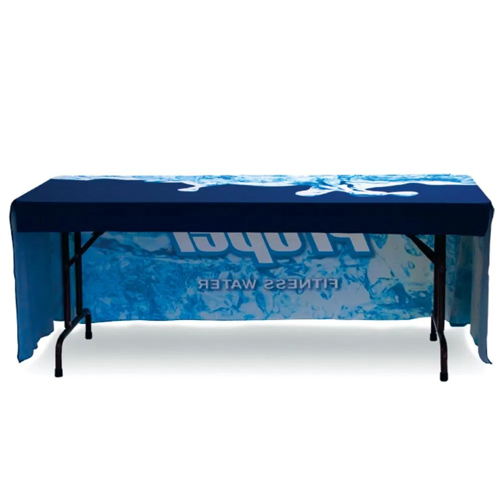 Custom 300d Polyester Anti Wrinkle 6FT Table Cloths with Open Back