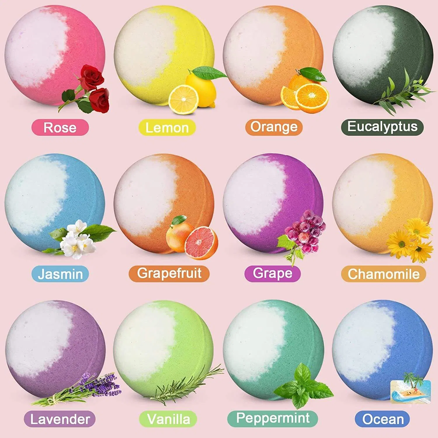 SPA Bath Bomb 12 Bath Bomb Natural Bath Bombs Gift Set for Home Sap and Body Care Magnesium Bath Bombs