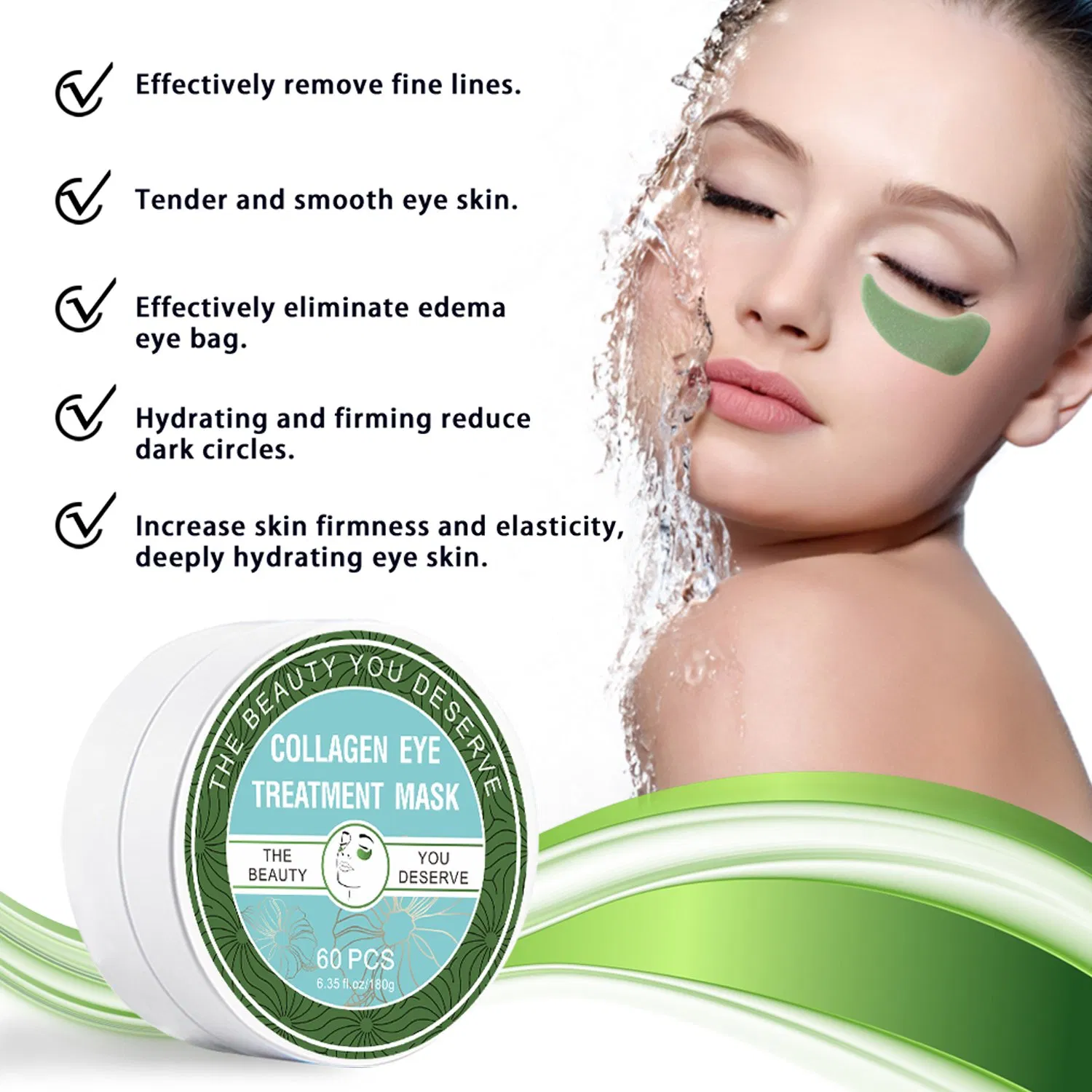 Customize Logo Eye Gel Patches Anti-Wrinkle Moisture Crystal Collagen Eye Treatment Mask
