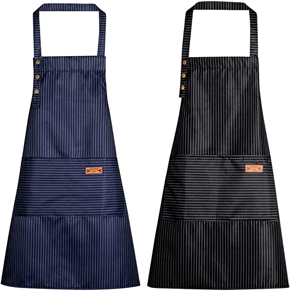Waterproof Salon Canvas Leather with Pockets Hairdresser Apron