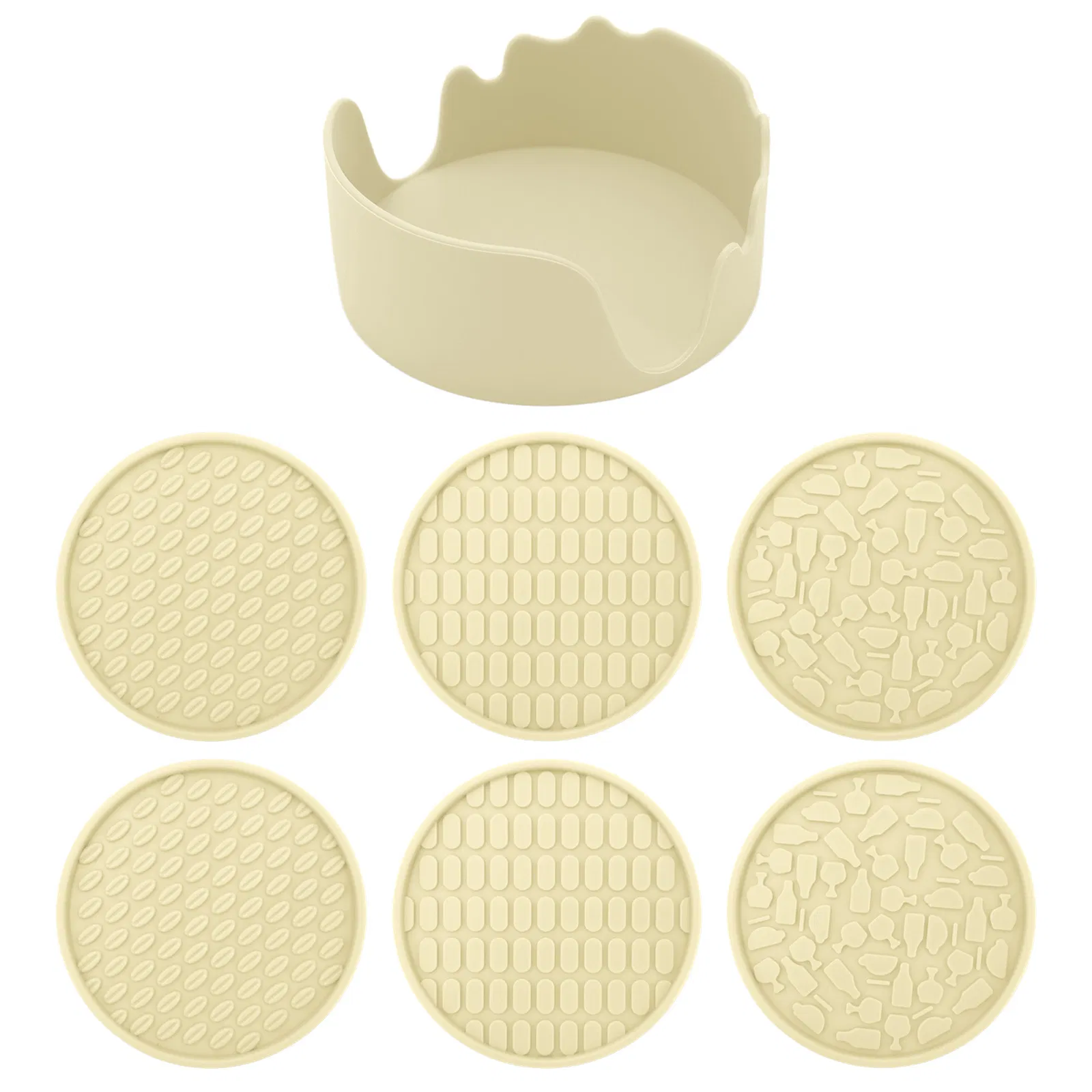Advanced Light Luxury Circular Silicone Cup Mat Set, Dining Table Insulation Mat, Home Thickened 10cm Anti Slip Tea Cup Mat
