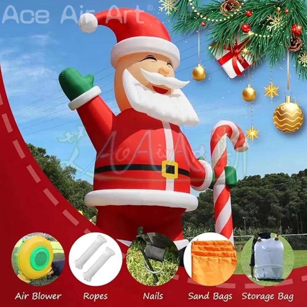 26FT Christmas Inflatable Santa Claus with Cindy Cane & Gift Boxes, Outdoor Blow up Giant Santa Inflatable Christmas Decoration