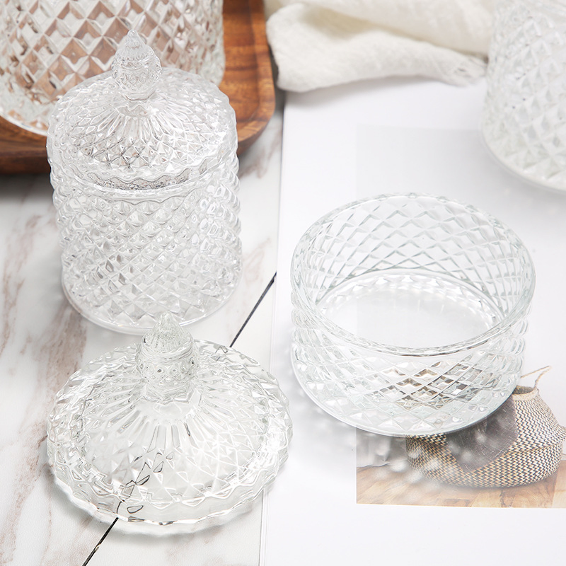 Glass Apothecary Jars with Lid Bathroom Decor Clear Cotton Ball Storage Organizer