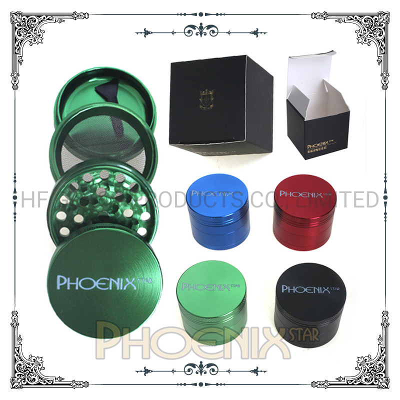 Phoenix Star Sleek Maximum-Strength Aircraft Grade Aluminum Stainless Steel Mesh Screen Filters Metal Smoking Accessories Wholesale Tobacco Herb Grinder