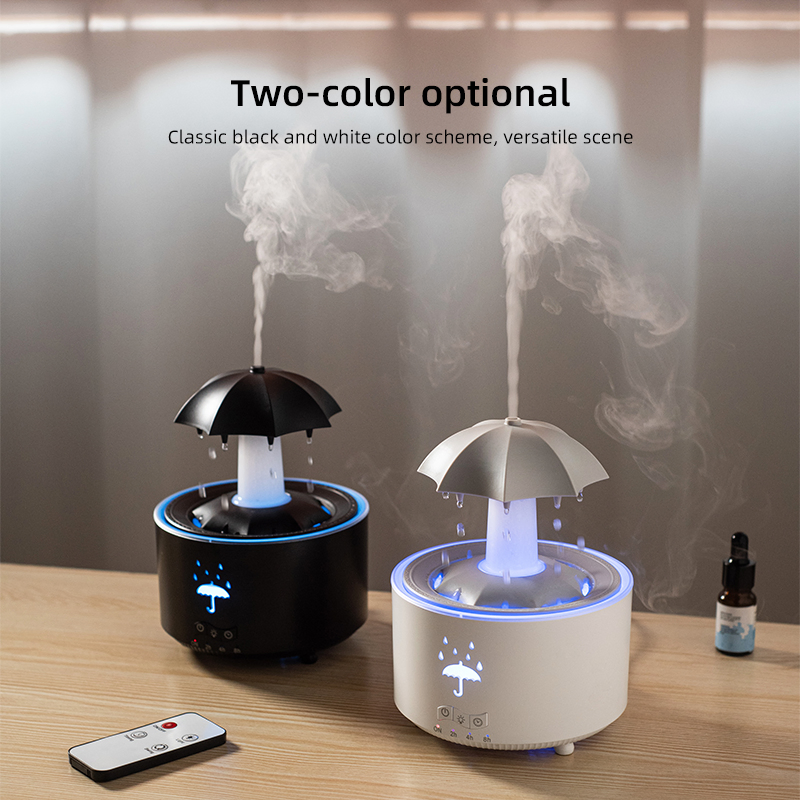 Raindrop Essential Oil Diffuser Umbrella Ultrasonic Humidifier Desktop Remote Control Air Scent Machine