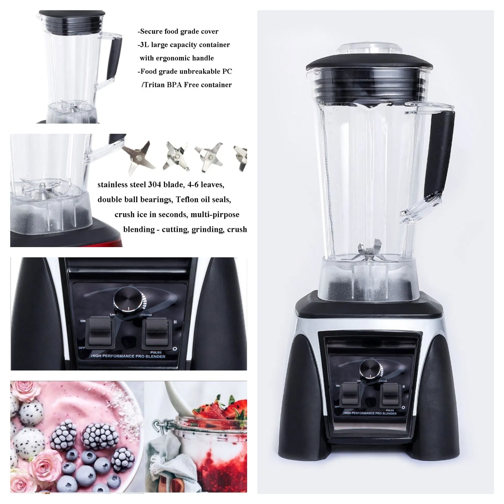 3L Food Blender Vegetable Fruit Mixer Cereal Meat Grinder Ice Crusher Commercial Blender