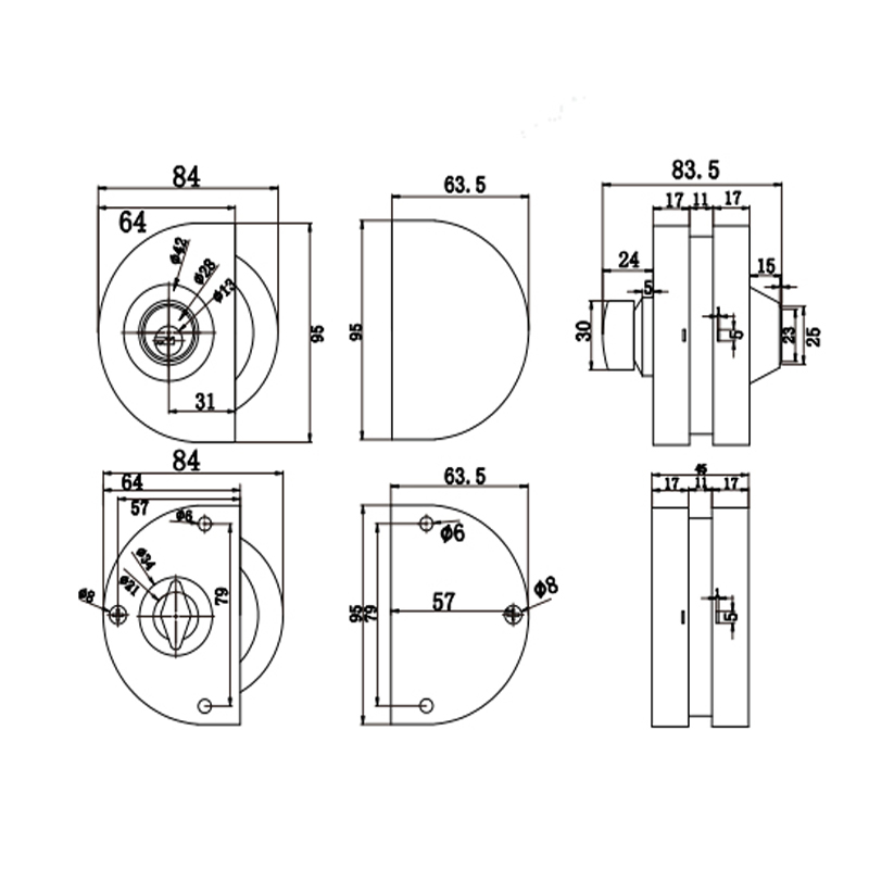 Glass Door Lock Patch Fitting with Key