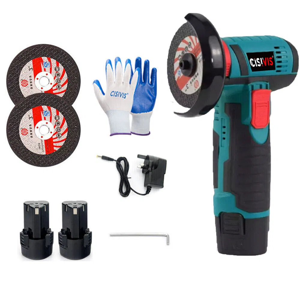12V Mini Brushless Angle Grinder Polishing Cutter W/ 2 Batteries & Charger