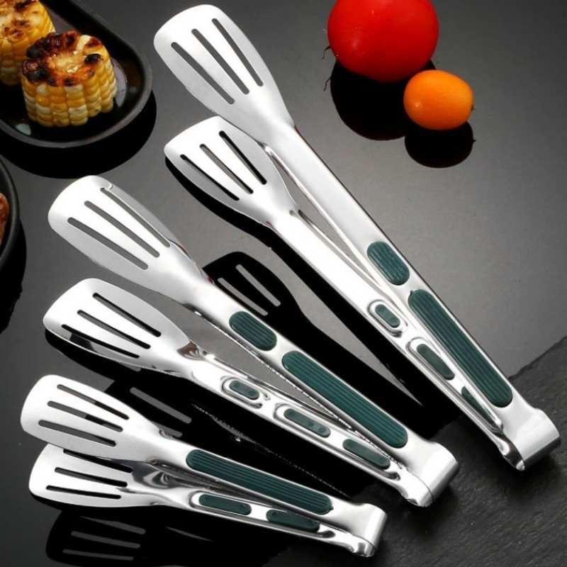 Stainless Steel Food Tongs Food Baking Bread Sandwich Barbecue Steak Meal Folder