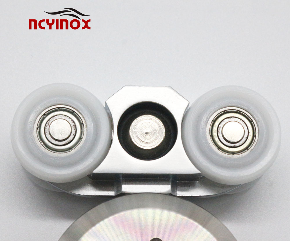 Stainless Steel Sliding Square Glass Fitting Door Roll Hanging Wheel