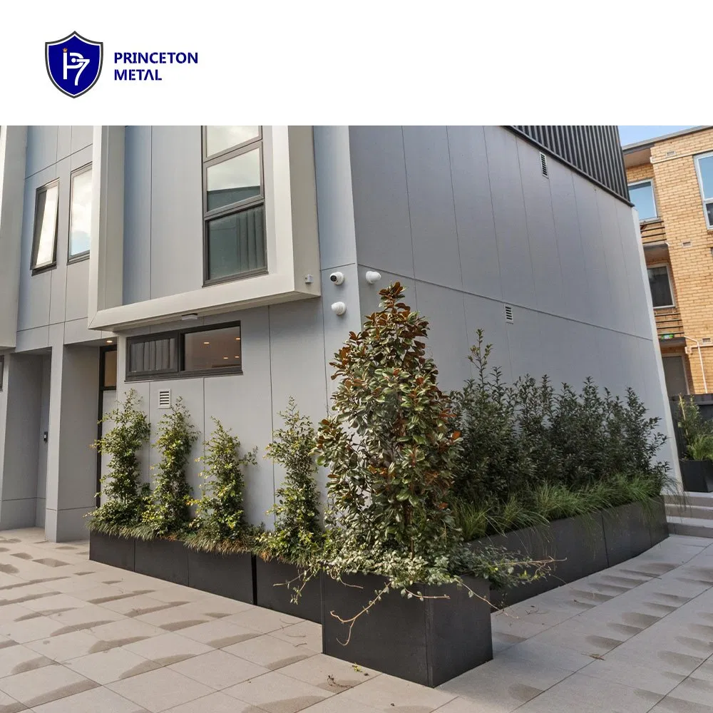 Commercial Outdoor Powder Coated Large Custom Size Aluminum Planters Box Metal Landscape Planter