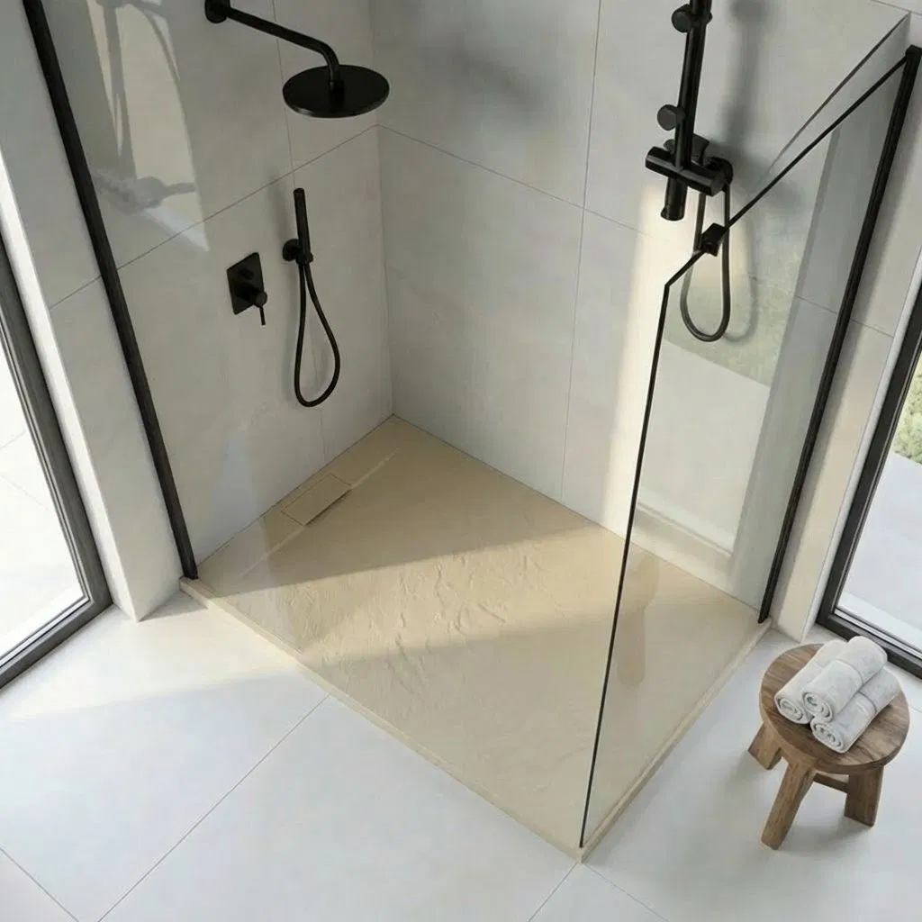 Ultra-Slim 1200X800 Beige SMC Shower Tray Stain-Resistant Rectangular Shower Base Minimalist Solid Surface Shower Pan CE PRO