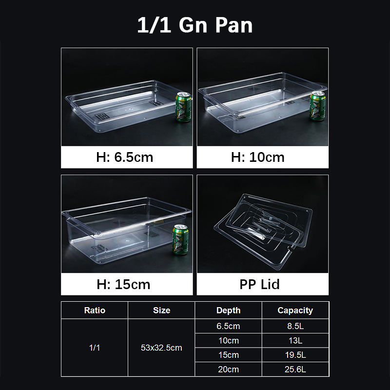 1/1 Size Commercial Catering Equipment Other Hotel Restaurant Supplies Chafing Dish Plastic PC Gastronorm Container Food Gn Pan