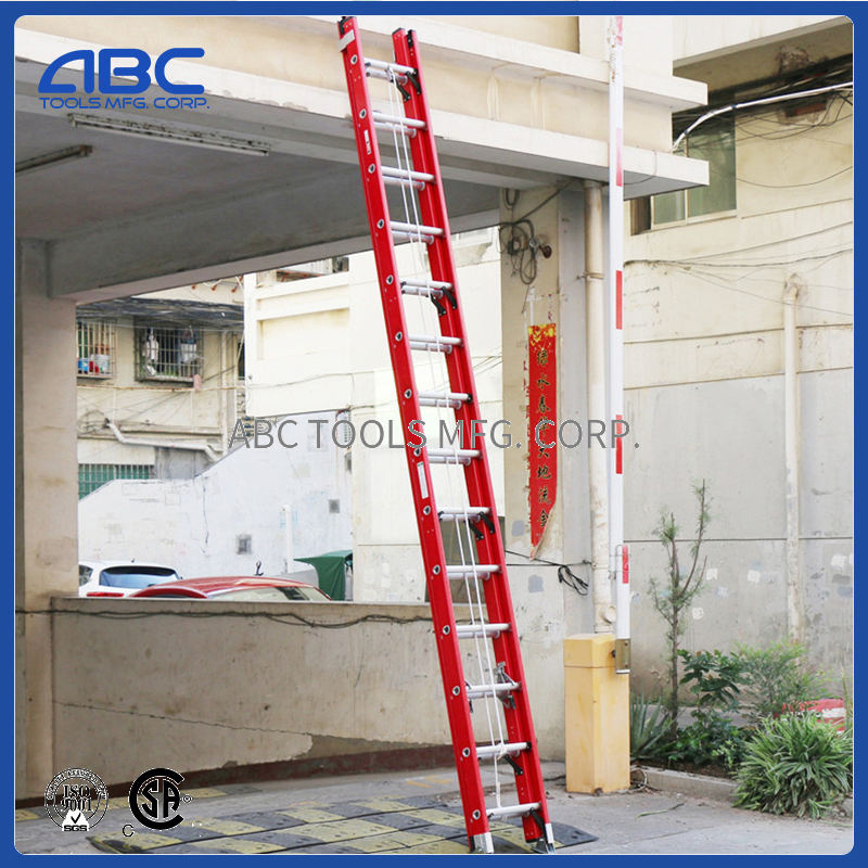 Electricians Jobstation Multi Section Telescopic Leveling Extension Fiberglass Ladder