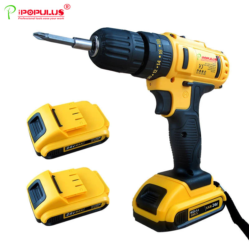 Ipopulus Design Rechargeable Powered Drill Kit Cordless Impact Drill Power Tool Set