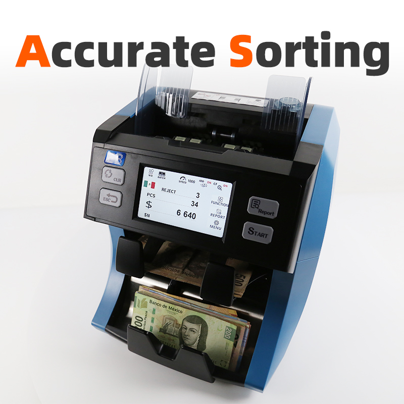 BS-2090 Automatic Banknote Sorter CIS 2 Pocket Currency Discriminator and counter