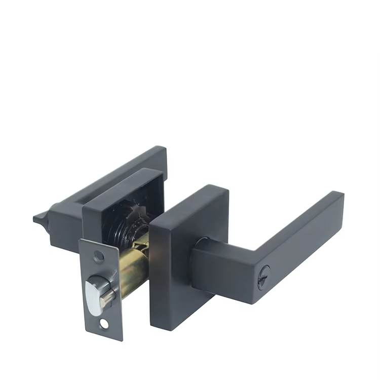 Heavy Duty Matte Black Door Knob Reversible Square Handle Lock