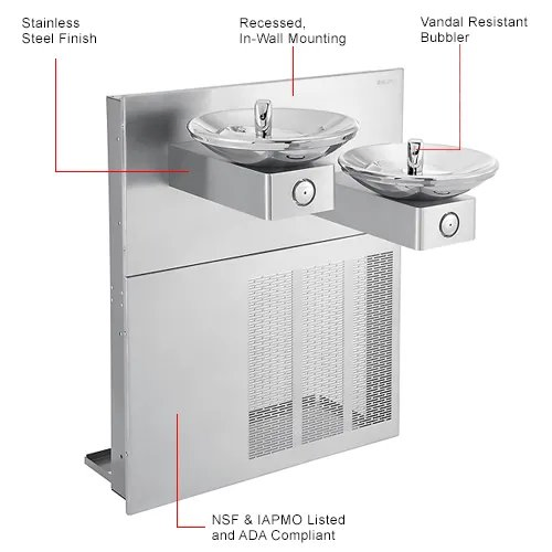 Настенный питьевой фонтан с охлаждением, без фильтра